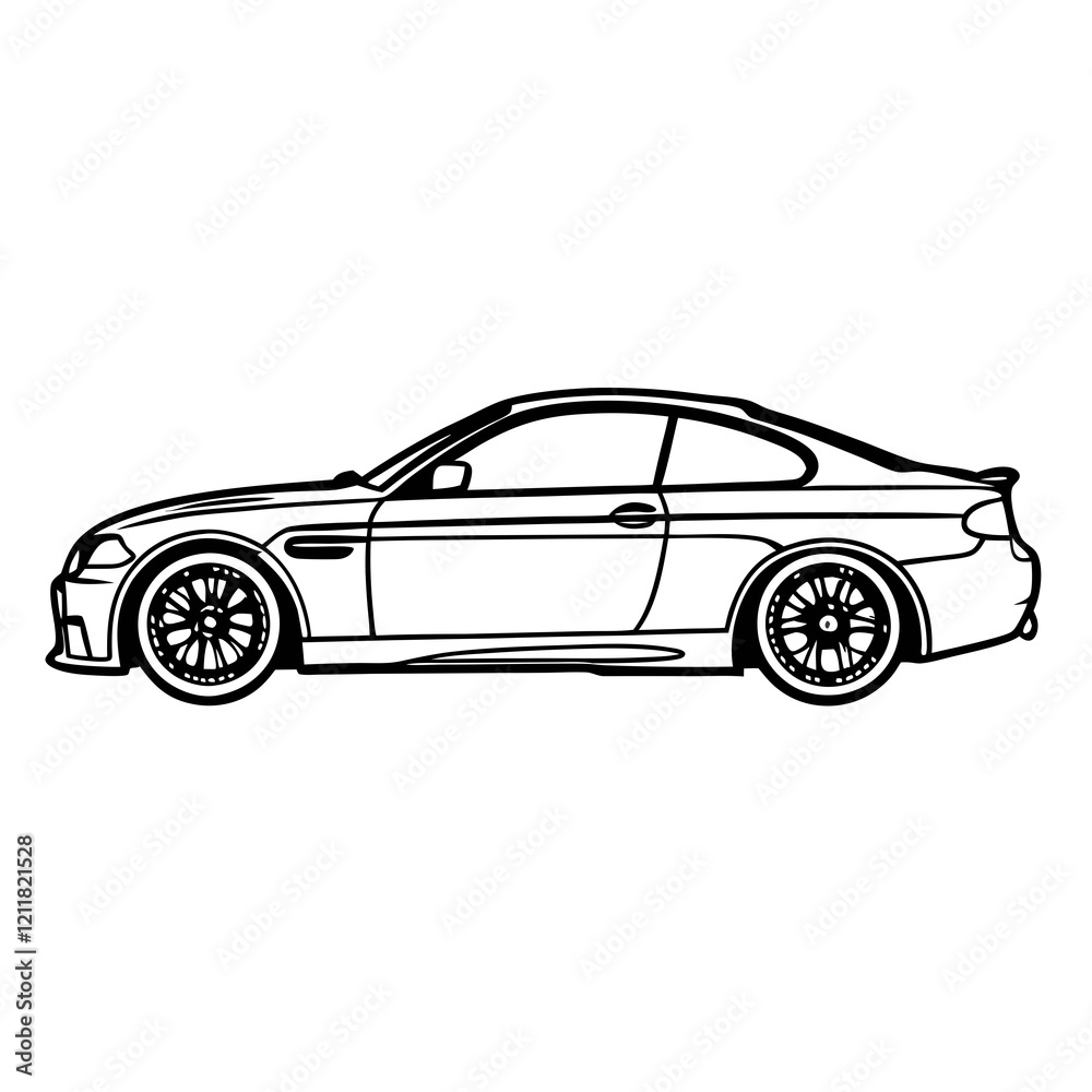 Naklejka premium Car vector icon, Electric vehicle car Vector icon Outline, Car vector outline drawing, Car Vector illustration