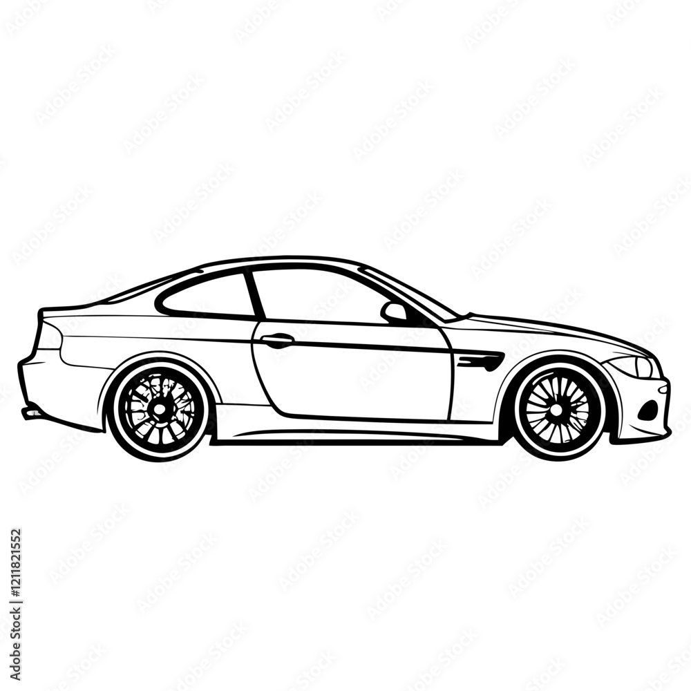 Naklejka premium Car vector icon, Electric vehicle car Vector icon Outline, Car vector outline drawing, Car Vector illustration