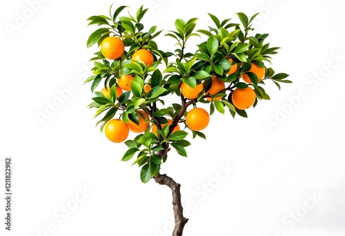 Studio shot of ripe oranges on bonsai tree