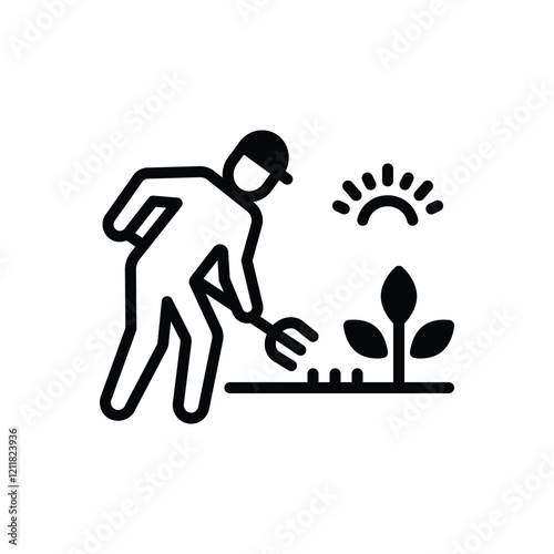 Black solid icon for gardener