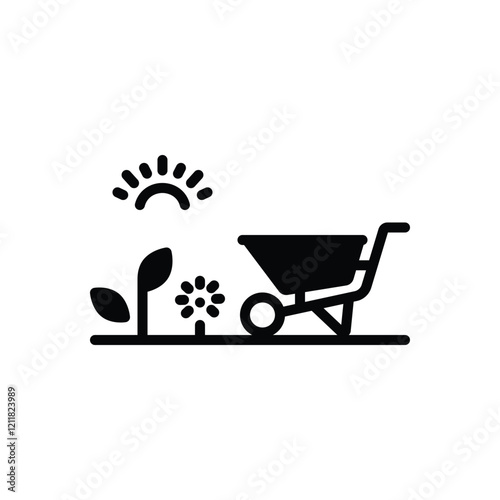 Black solid icon for gardening
