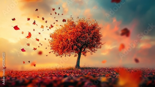 A dynamic image of a tree with colorful autumn leaves, capturing the beauty of seasonal change photo