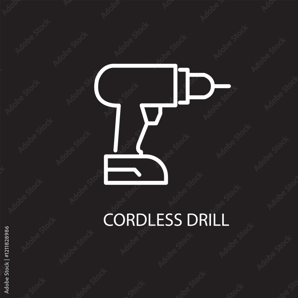 Cordless drill, linear style icon. Cordless drill for convenient construction and repair tasks. Editable stroke width Cordless drill, linear style icon. Cordless drill for convenient construction and repair tasks. Editable stroke width