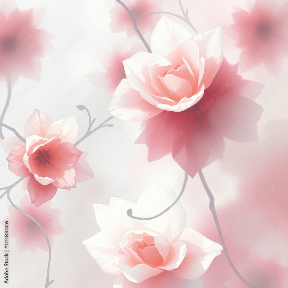 Fototapeta premium Elegant floral arrangement in soft pastel tones captures the essence of tranquility and beauty in a serene setting