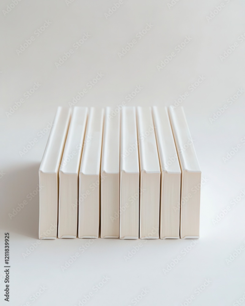 Stacked White Books on Neutral Background for Minimalist Design Stacked White Books on Neutral Background for Minimalist Design