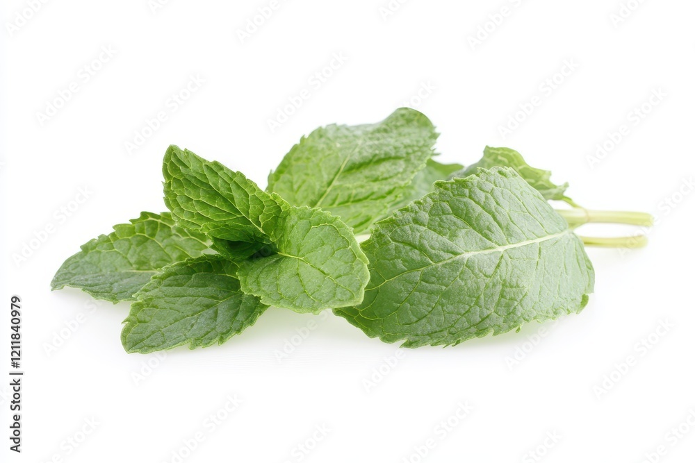 Fresh mint leaves isolated on white background, culinary use Fresh mint leaves isolated on white background, culinary use