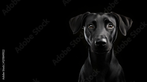 Wallpaper Mural Black dog portrait, dark background, studio shot, pet adoption campaign Torontodigital.ca