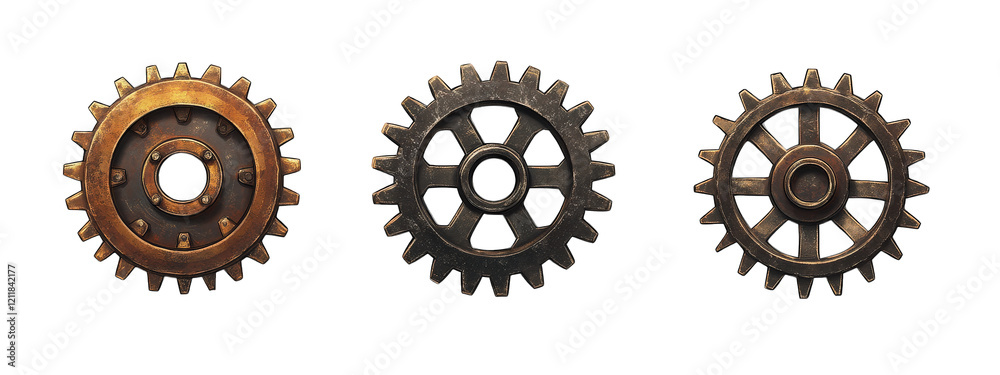 Rusty gears in various styles, showcasing industrial design and mechanical elements. Perfect for steampunk themes or engineering projects Rusty gears in various styles, showcasing industrial design and mechanical elements. Perfect for steampunk themes or engineering projects