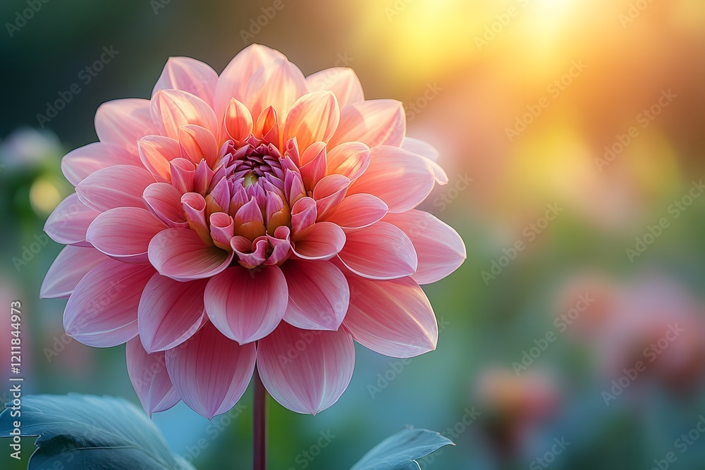 Fototapeta premium Pink Dahlia Blossom at Sunset for Floral Art and Botanical Decor