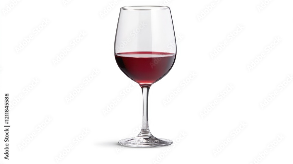 A sleek crystal wine glass filled with rich red wine, set against a minimalist white background, perfect for wine-related advertisements, event promotions, or elegant dining concepts, A sleek crystal wine glass filled with rich red wine, set against a minimalist white background, perfect for wine-related advertisements, event promotions, or elegant dining concepts,