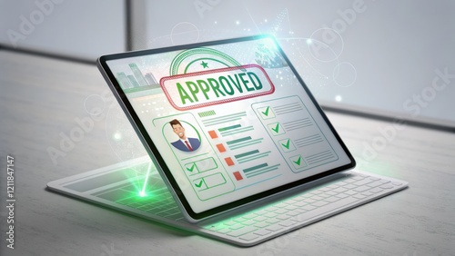 Digital approval document on a tablet device.