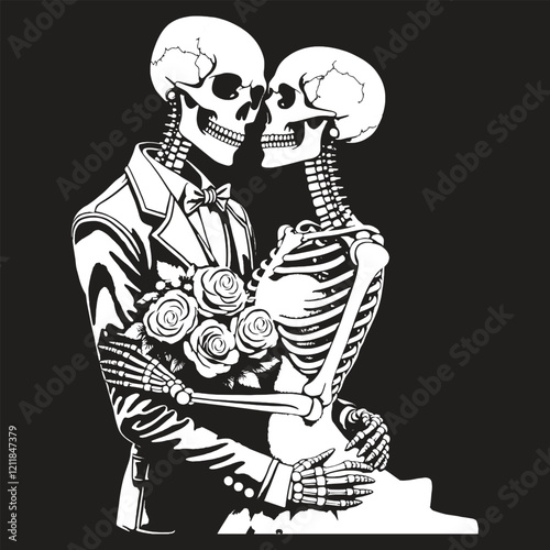 Valentine's Day with romantic skull vector