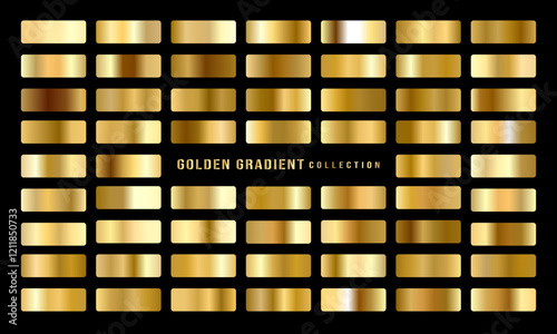 Golden gradients set. Metallic gold gradients. Elegant gold gradients collection.The texture of a smooth metal surface. A collection of gold metallic gradients. Vector illustration