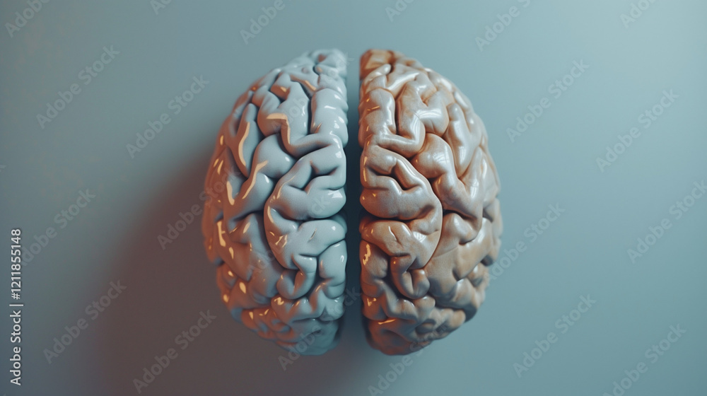 The concept of the human brain. The right creative hemisphere versus the left logical hemisphere. Education, science and medical abstract background. The concept of the human brain. The right creative hemisphere versus the left logical hemisphere. Education, science and medical abstract background.
