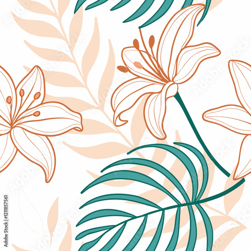 Abstract flower shapes watercolor background in coral and mint colors, energetic and modern, perfect for modern spring fashion designs