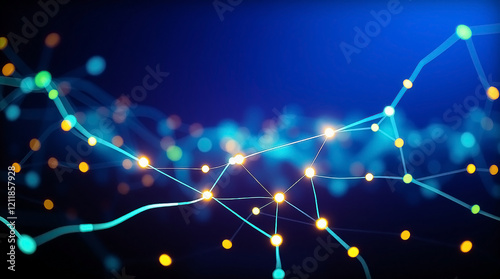 Futuristic Digital Network with Glowing Circuit Lines and Data Streams in Deep Blue to Cyan Gradient Featuring High-Tech Concept Art 