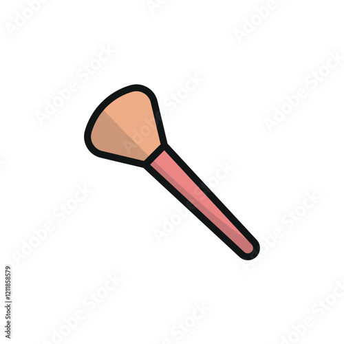 Makeup brush beauty icon in a flat and modern design, making cosmetic branding visually appealing