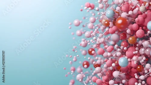 Quantum model depicting the tunneling effect in hydrogen bond interactions leaving ample copy space on the top left for text overlay or additional design elements photo