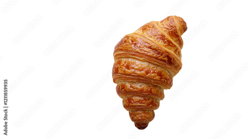 Freshly baked croissant resting on a clean surface, inviting warmth and crispy texture Freshly baked croissant resting on a clean surface, inviting warmth and crispy texture