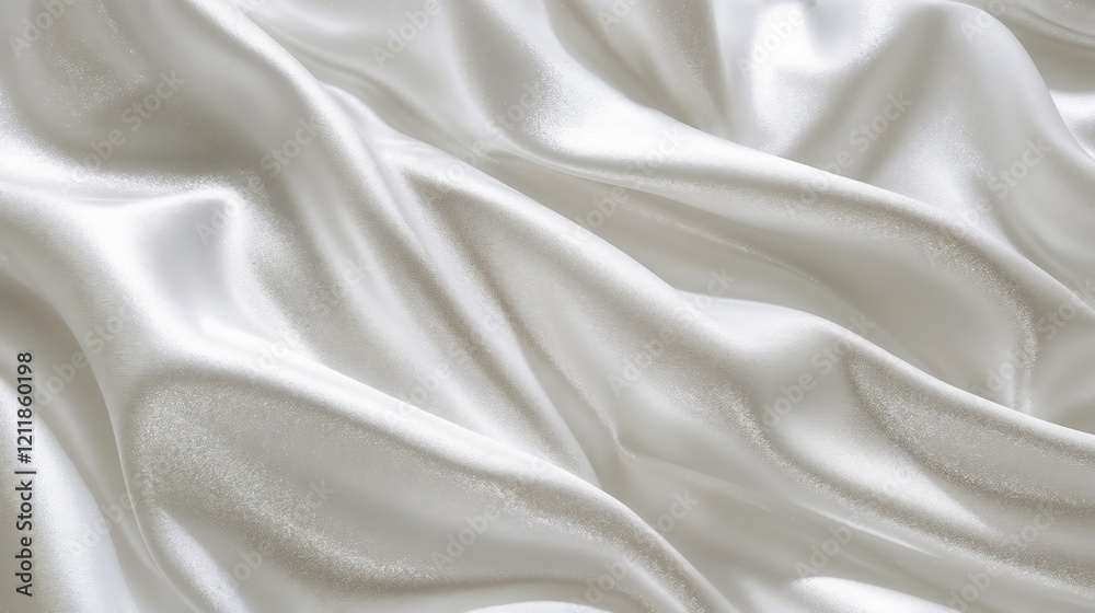 Obraz premium White silky fabric with soft pleats and shimmering effect, creating an elegant texture. fashion, textile design, or luxury branding. Elegance. Grace. Softness. The beauty of refined fabric.