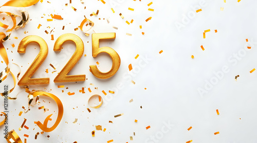 Golden 225th anniversary celebration confetti background photo