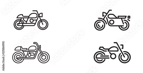 motorcycle icon designed in line style and set with editable strokes in transport icon theme