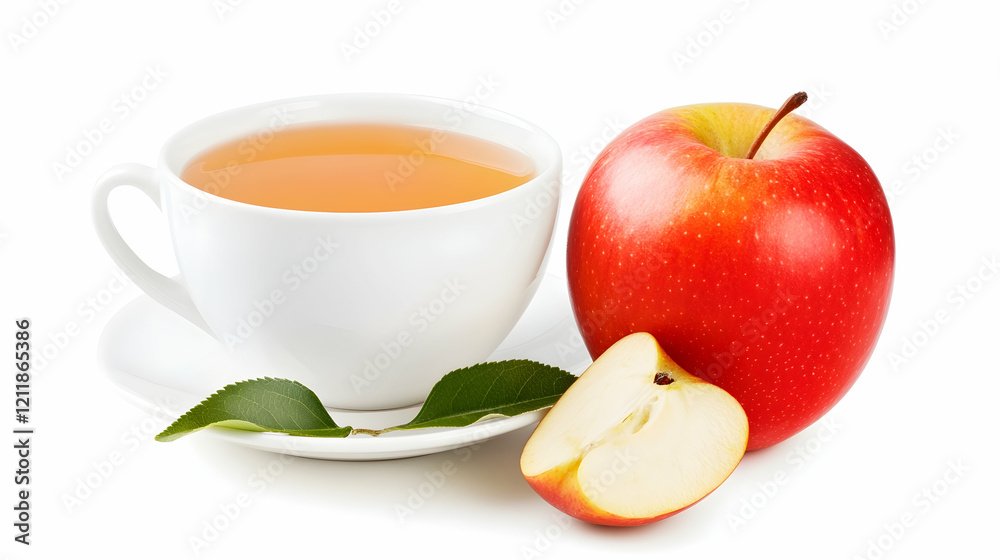 Healthy apple tea beverage on white background, perfect for wellness blogs and websites Healthy apple tea beverage on white background, perfect for wellness blogs and websites