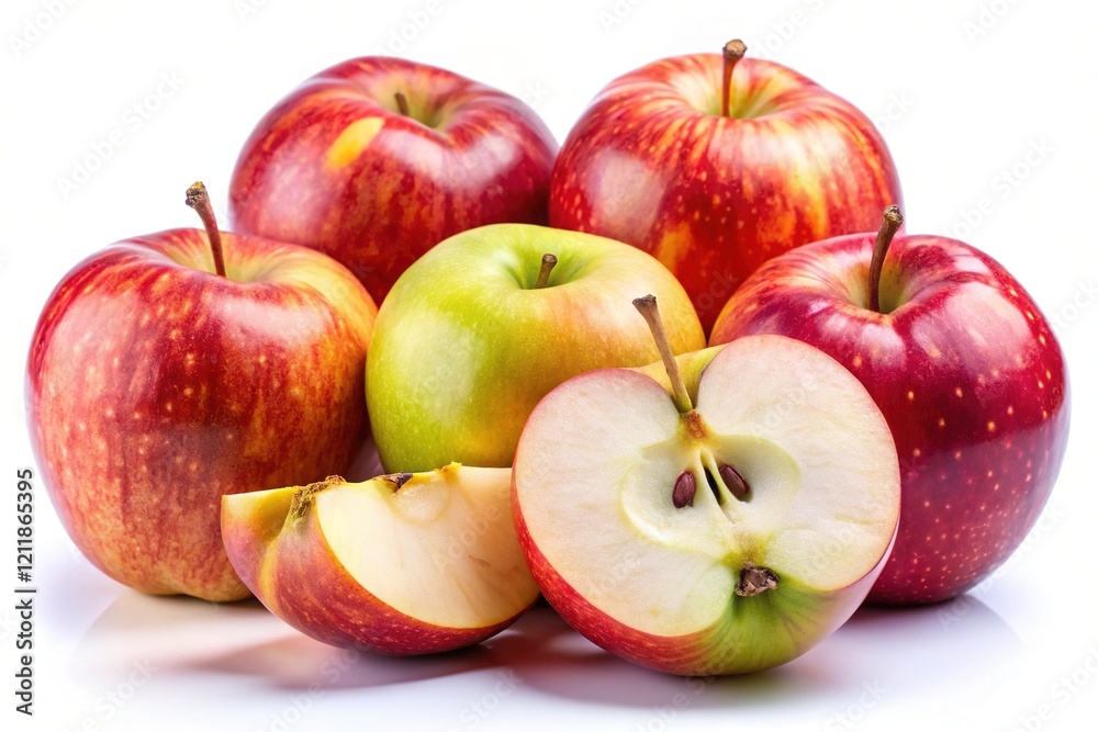 Close-Up Belle de Boskoop & Goudreinet Apples - Halved & Whole Close-Up Belle de Boskoop & Goudreinet Apples - Halved & Whole