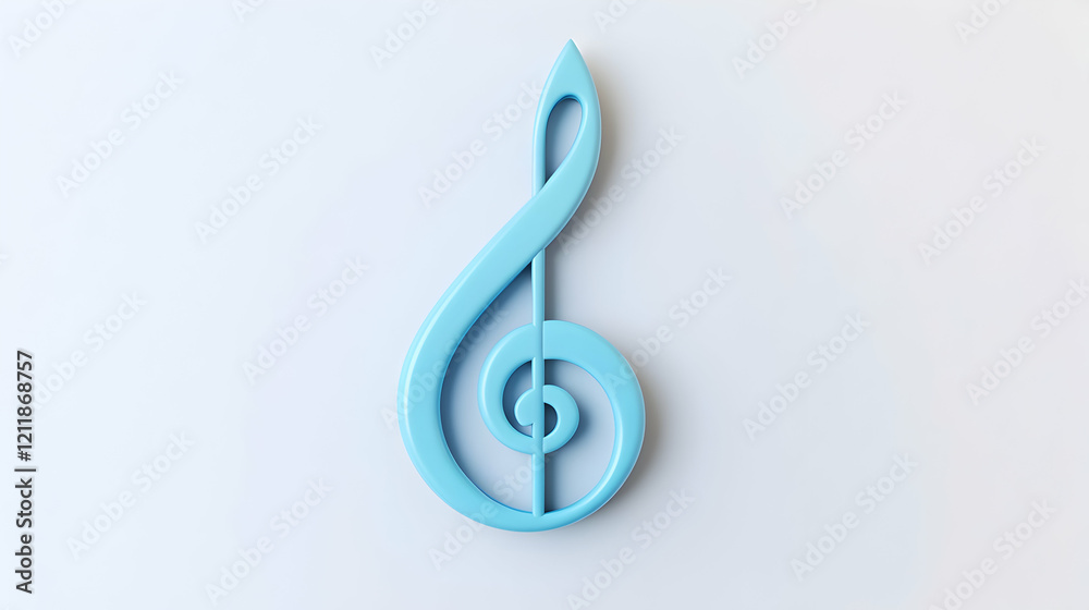 Light blue treble clef on white background; music symbol, musical note, abstract design for website, app, or poster Light blue treble clef on white background; music symbol, musical note, abstract design for website, app, or poster