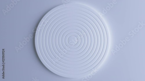 Seamless loop 3D animation in 4K featuring concentric circular rings rotating and interacting with smooth movements, soft lighting, and gentle shadows.