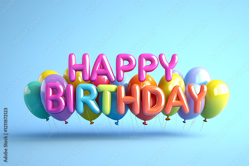 3D Rainbow Balloons Happy Birthday Typography. 3D Rainbow Balloons Happy Birthday Typography.