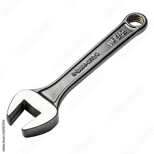 Chrome adjustable wrench isolated on PNG background