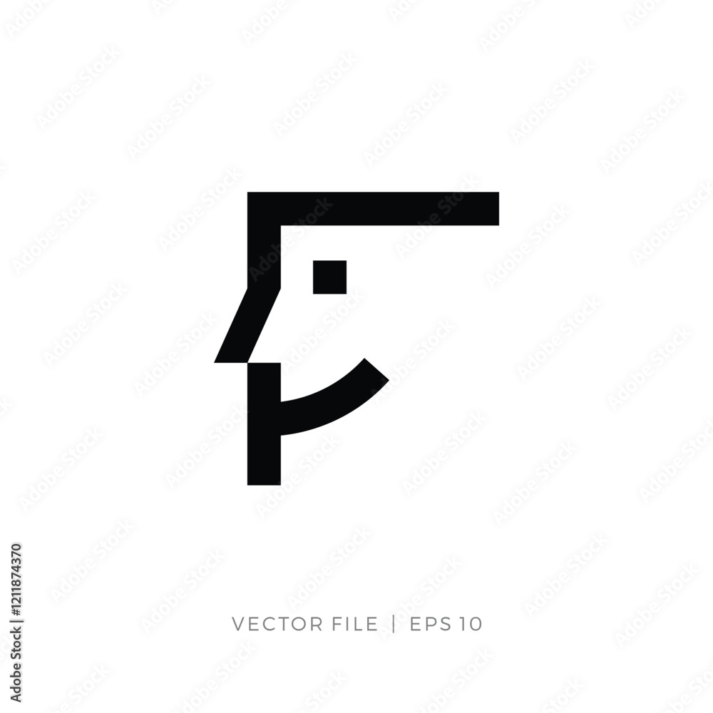 initial letter F face human people logo initial letter F face human people logo