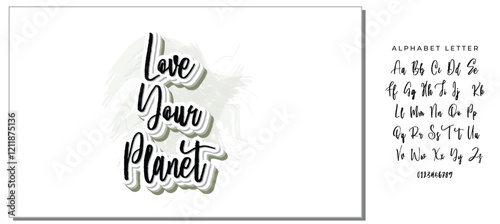 LOVE YOUR PLANET. Creative vector lettering with words. Motivational quote for choosing eco friendly lifestyle