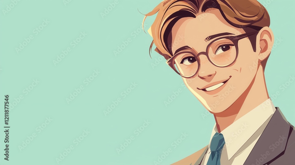Anime-style young man with glasses in white shirt and grey blazer. Knowledge. Style. Anime businessman with glasses representing modern professionalism. Suitable for business presentations or animat
Anime-style young man with glasses in white shirt and grey blazer. Knowledge. Style. Anime businessman with glasses representing modern professionalism. Suitable for business presentations or animat