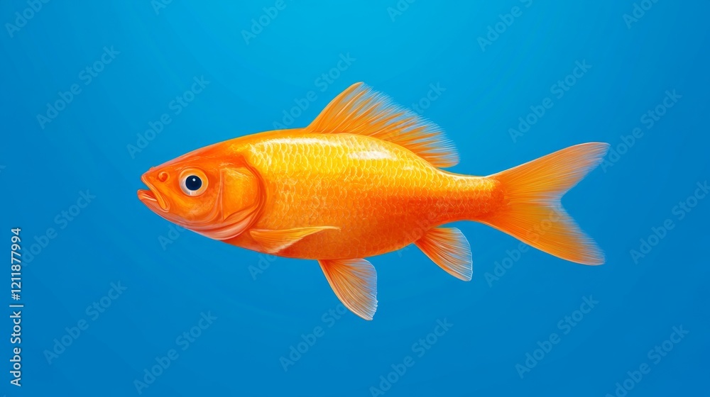 Vibrant Orange Fish Swimming in Clear Blue Water Background Vibrant Orange Fish Swimming in Clear Blue Water Background