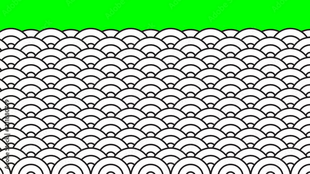 Japanese wave pattern transition animation in green screen background Japanese wave pattern transition animation in green screen background
