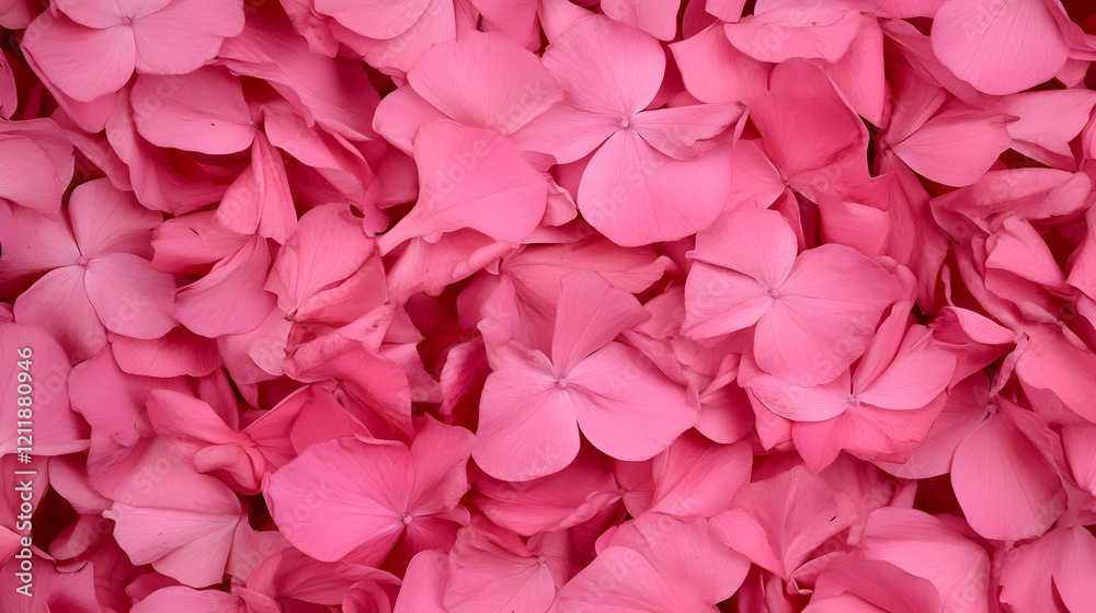 Pink hydrangea petals scattered, floral background, nature texture, perfect for design Pink hydrangea petals scattered, floral background, nature texture, perfect for design