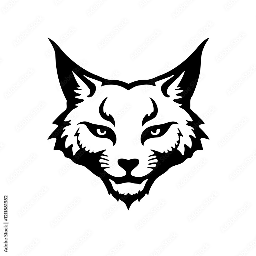 Fototapeta premium Lynx Head Simple Black and White