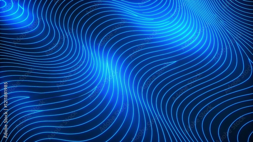 Smooth wave lines on a blue neon color light background. Glowing abstract wave on dark, shiny motion, magic space light, futuristic design, digital flow, vibrant curve, electric energy effect Smooth wave lines on a blue neon color light background. Glowing abstract wave on dark, shiny motion, magic space light, futuristic design, digital flow, vibrant curve, electric energy effect