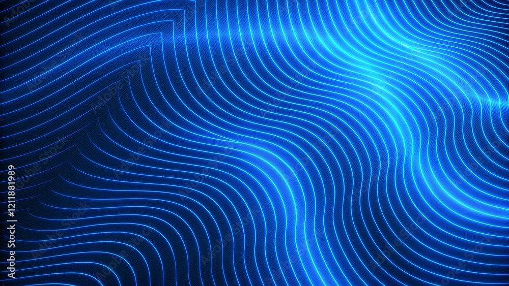 Smooth wave lines on a blue neon color light background. Glowing abstract wave on dark, shiny motion, magic space light, futuristic design, digital flow, vibrant curve, electric energy effect Smooth wave lines on a blue neon color light background. Glowing abstract wave on dark, shiny motion, magic space light, futuristic design, digital flow, vibrant curve, electric energy effect