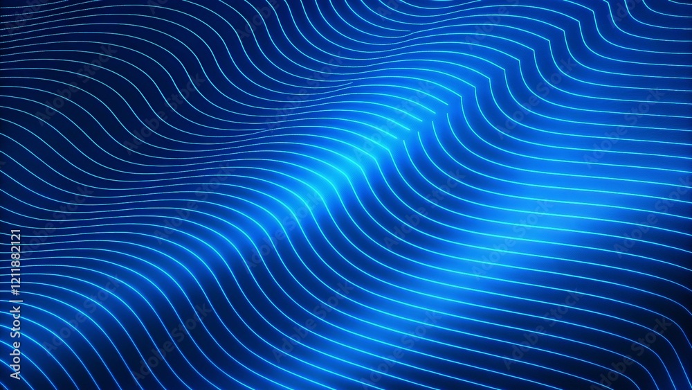 Smooth wave lines on a blue neon color light background. Glowing abstract wave on dark, shiny motion, magic space light, futuristic design, digital flow, vibrant curve, electric energy effect Smooth wave lines on a blue neon color light background. Glowing abstract wave on dark, shiny motion, magic space light, futuristic design, digital flow, vibrant curve, electric energy effect