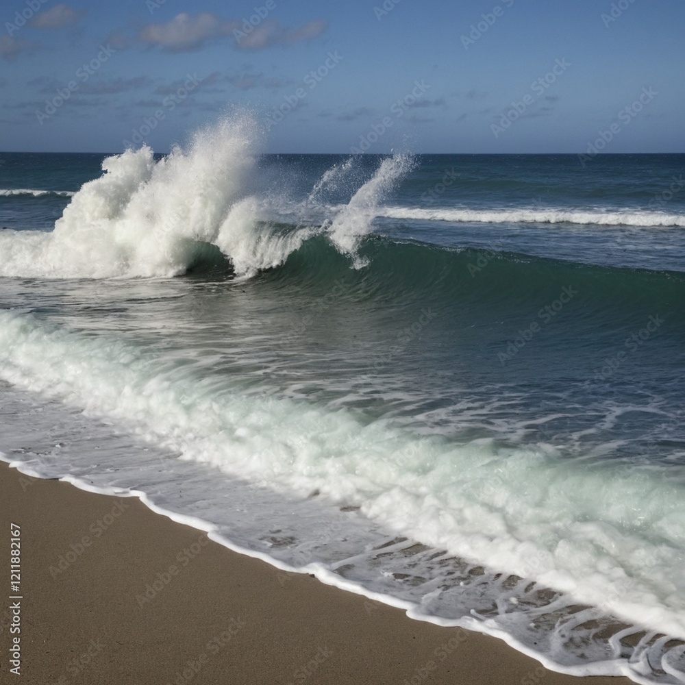 Fototapeta premium waves crashing on the beach