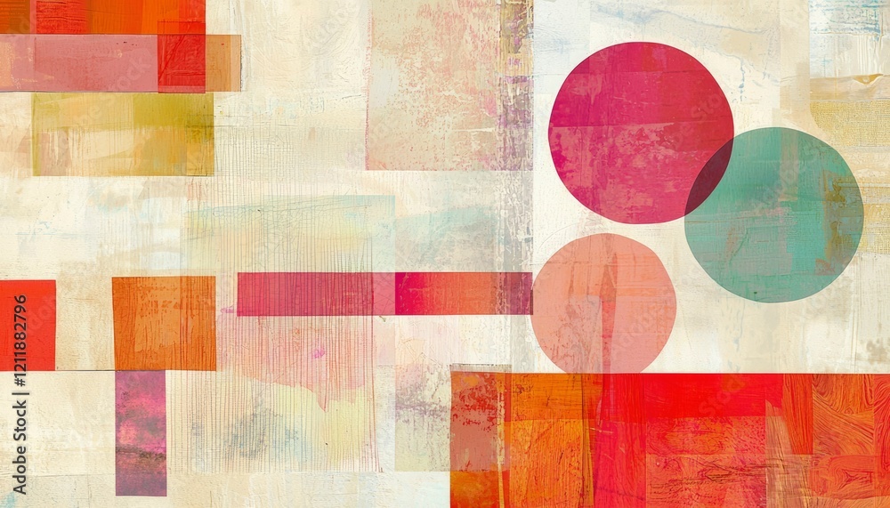 Abstract Composition with Geometric Shapes and Textured Colors Abstract Composition with Geometric Shapes and Textured Colors