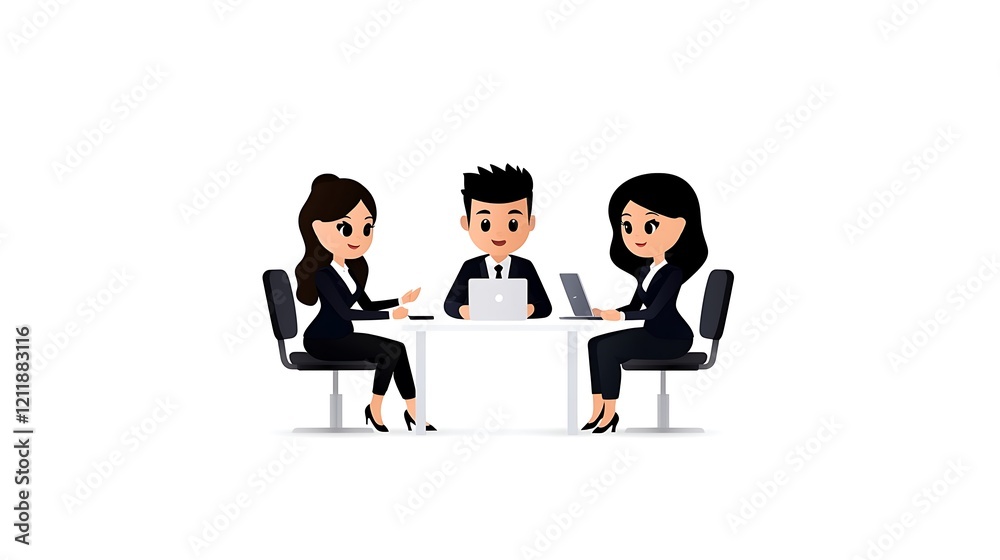 Pixel Art Illustration of Business Team Meeting Around Table Pixel Art Illustration of Business Team Meeting Around Table