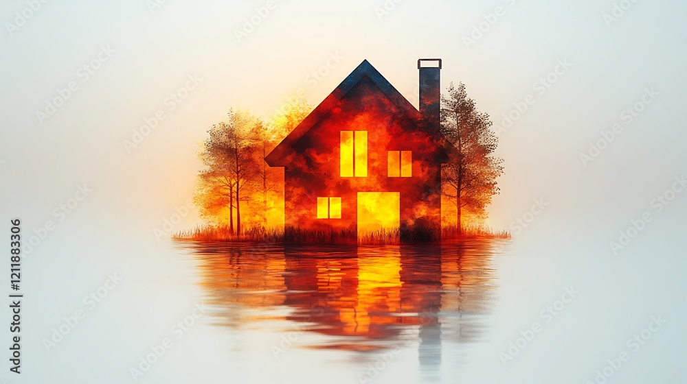 modern colorful house autumn background modern colorful house autumn background