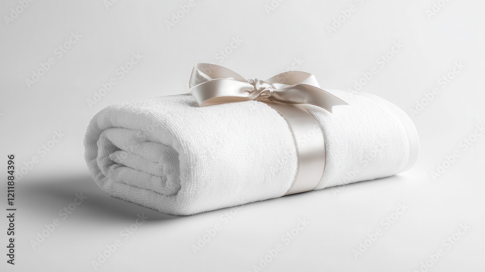 Rolled White Luxury Towel with Bow Detail Rolled White Luxury Towel with Bow Detail
