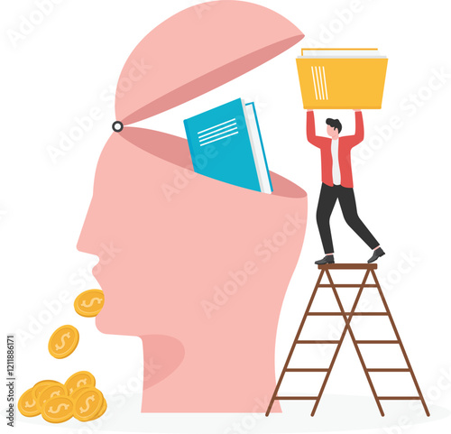 Monetize knowledge or intellectual properties. Innovation, intellectual properties concept.
