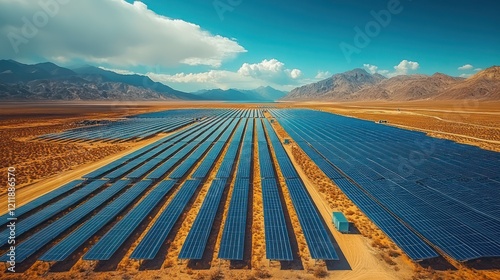 Vast Solar Farm in Desert Landscape photo