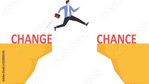 Turn change into chance, transformation for business opportunity, evolve to survive and win business competition concept,


